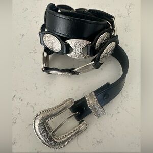 Western Nocona Leather Concho Belt Silver Buckle Women's SZ XL